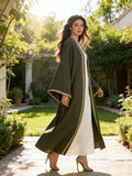 Elegant Open Abaya for Women – Modest Gold Heart Embroidered Islamic Dress